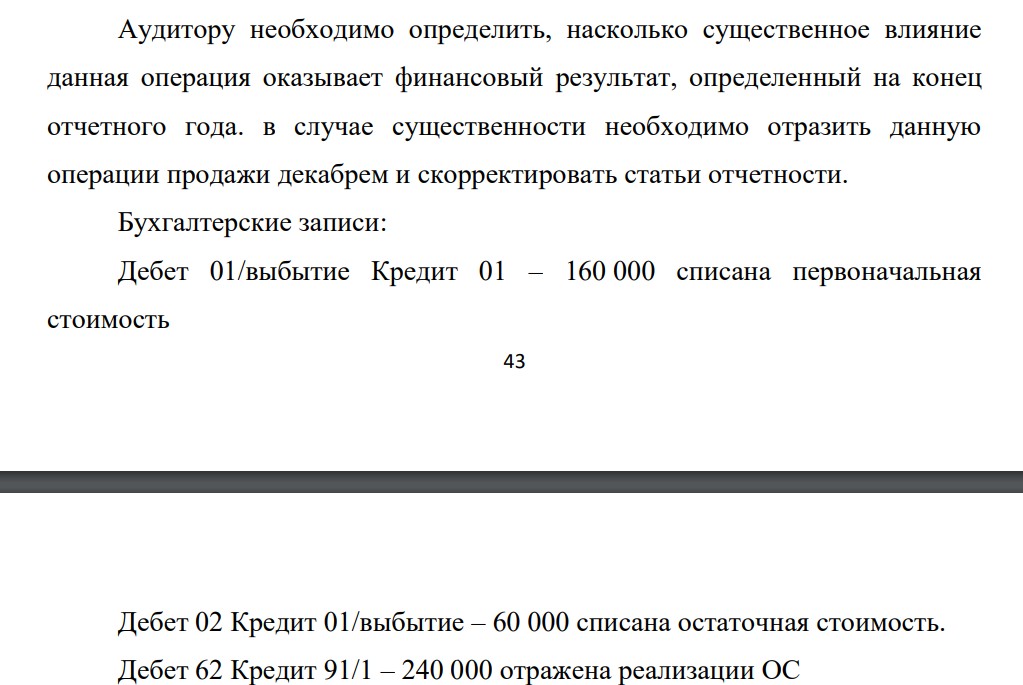 Аудитору необходимо определить, насколько существенное влияние данная операция оказывает финансовый результат, определенный на конец отчетного года. в случае существенности необходимо отразить данную операции продажи декабрем и скорректировать статьи отчетности.