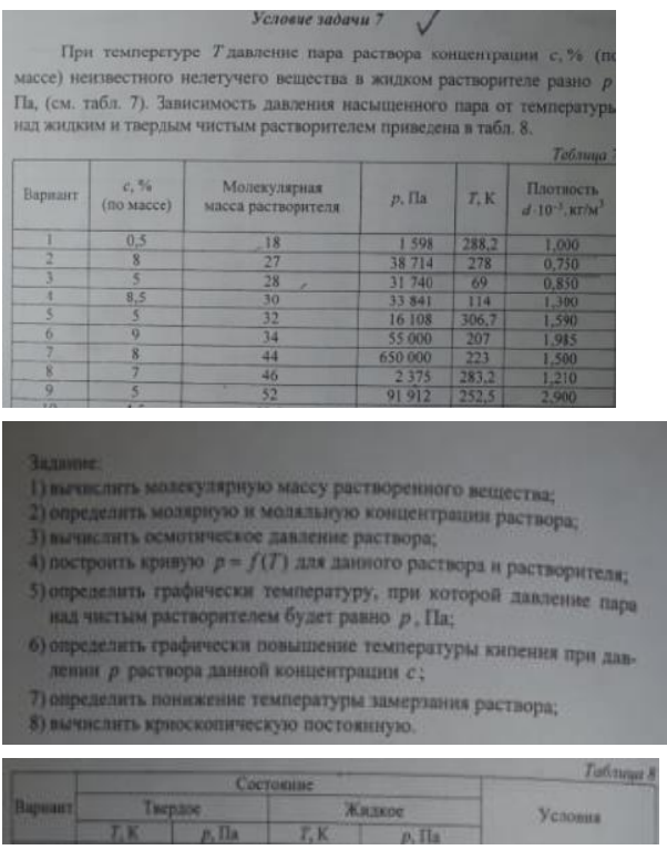 При температуре Давление пара раствора концентрации с, % (помощью масса) неизвестного нелетучего вещества в жидком растворителе разно р Па