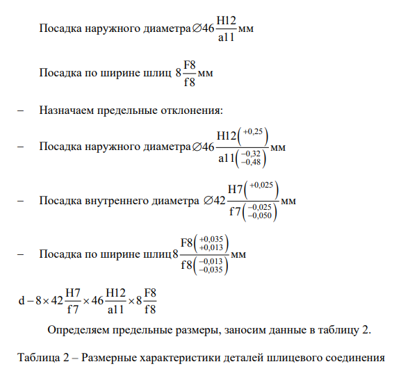 Для заданного шлицевого соединения выбрать поверхность центрирования, подобрать посадки. 6. Начертить эскиз узла и поставить размеры с выбранными посадками.
