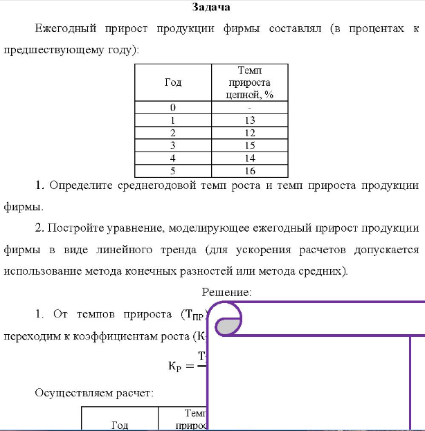 Ежегодный прирост продукции фирмы составлял (в процентах к предшествующему году): Темп Год прироста цепной, % 1.5 14 16 1. Определите среднегодовой темп роста и темп прироста продукции фирмы.