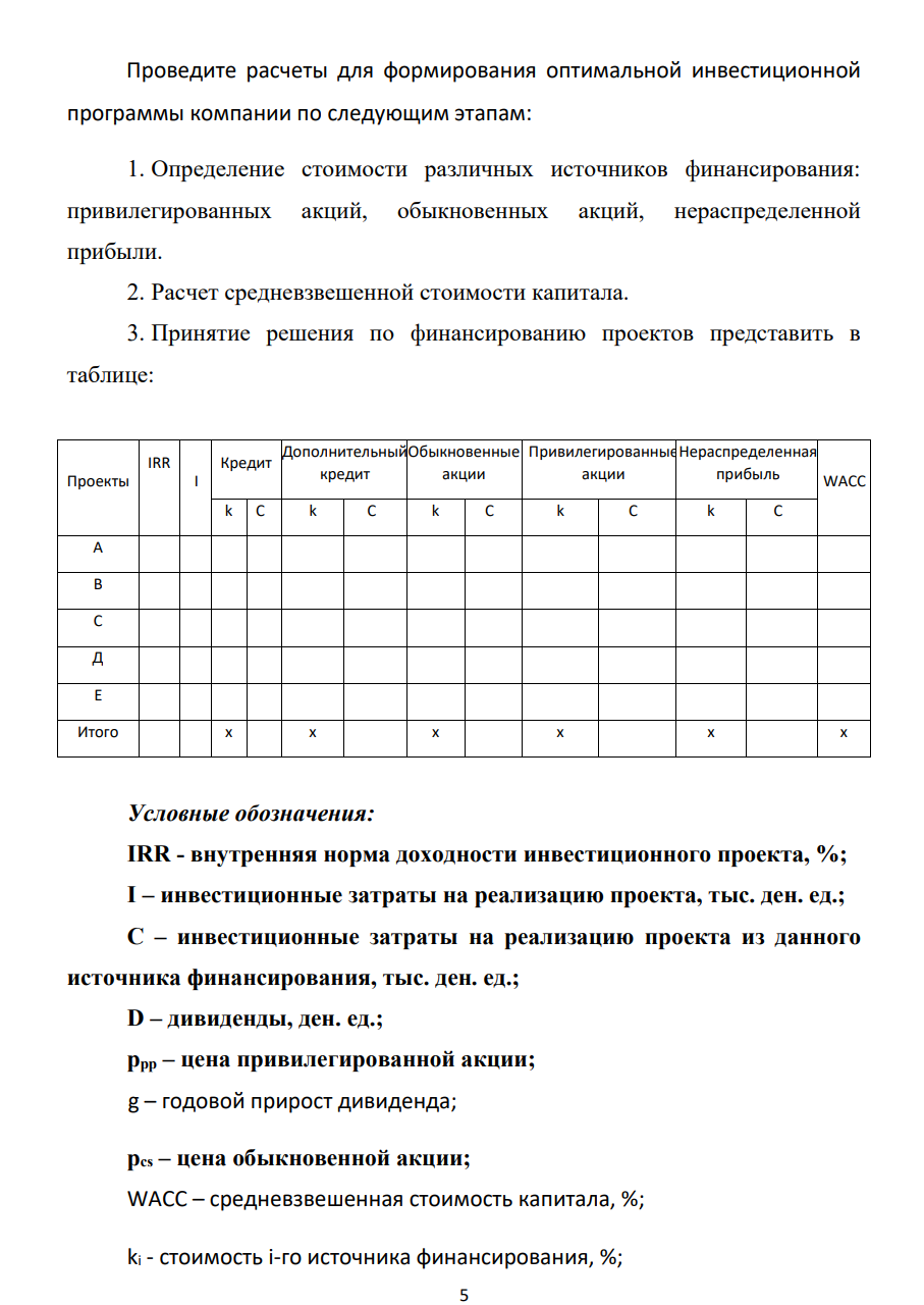 Финансовые расчеты в управлении инвестиционным проектированием Исходные данные: компания проводит формирование оптимальной инвестиционной программы, рассматривая ряд инвестиционных проектов с характеристиками, представленными в табл. 1.