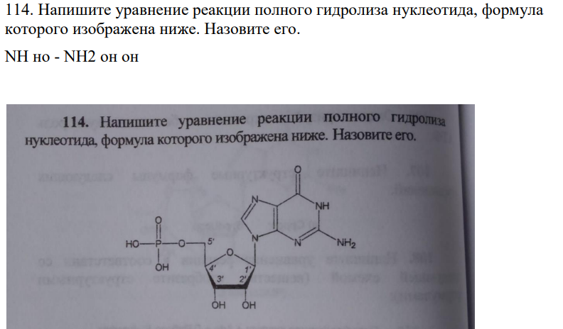 Напишите уравнение реакции полного гидролиза нуклеотида, формула которого изображена ниже. Назовите его. NH но - NH2 он он