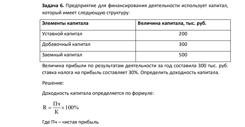 Предприятие для финансирования деятельности использует капитал, который имеет следующую структуру: Элементы капитала Величина капитала, тыс. руб.