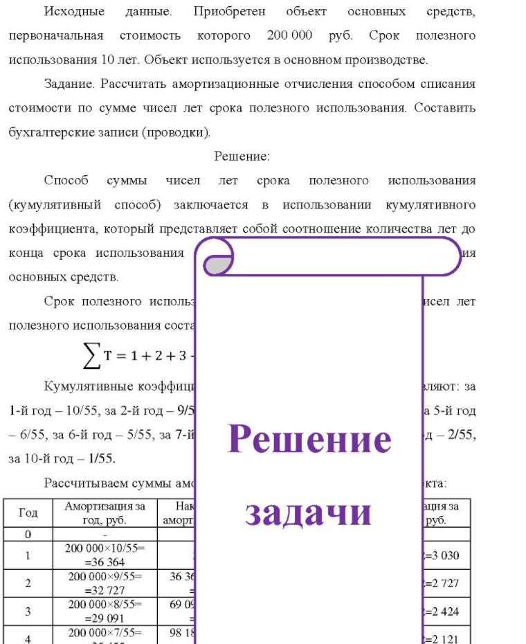 Исходные данные. Приобретен объект основных средств, первоначальная стоимость которого 200 000 р руб. Срок полезного использования 10 лет. Объект используется в основном производстве. Задание. Рассчитать амортизационные отчисления способом списания стоимости по сумме
