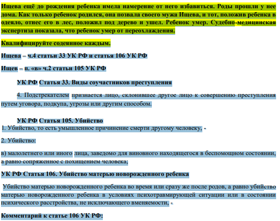Ищева ещё до рождения ребенка имела намерение от него избавиться. Роды прошли у нее дома.