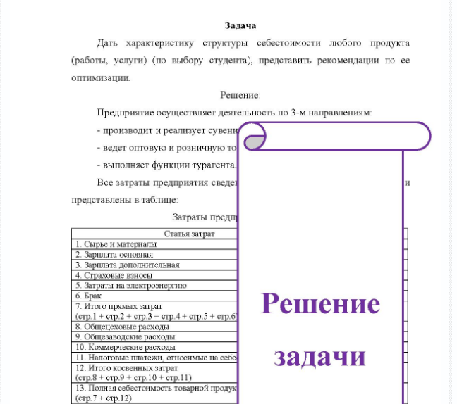 Задача Дать характеристику структуры себестоимости любого продукта (работы, услуги) (по выбору студента), представить рекомендации по ее оптимизации