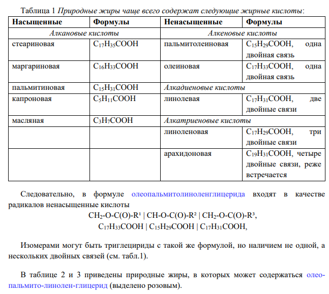 Приведите формулы изомеров олеопальмитолиноленглицерида. В каких природных жирах может содержаться этот триглицерид?