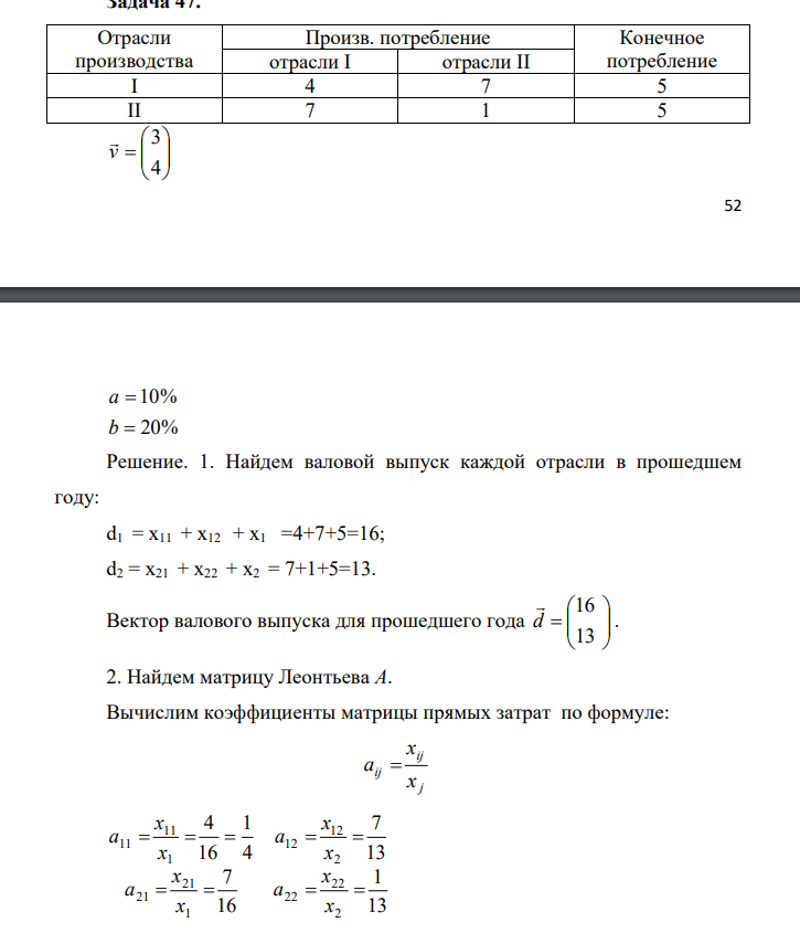 Отрасли производства Произв. потребление Конечное отрасли I отрасли II потребление