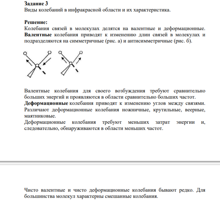 Задание 3 Виды колебаний в инфракрасной области и их характеристика.