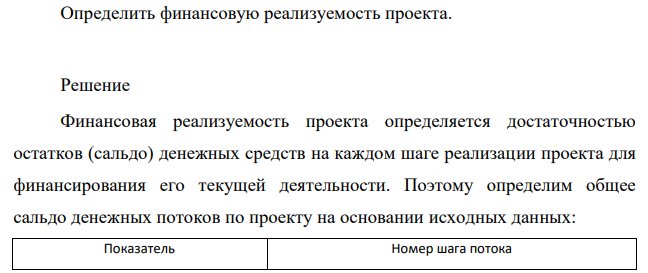 Денежные потоки от реализации инвестиционного проекта характеризуются следующими данными (тыс. руб.). Показатель Номер шага потока
