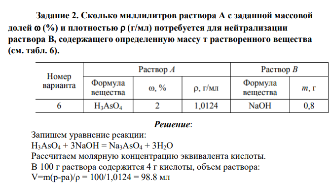 Сколько миллилитров раствора А с заданной массовой долей (%) и плотностью (г/мл) потребуется для