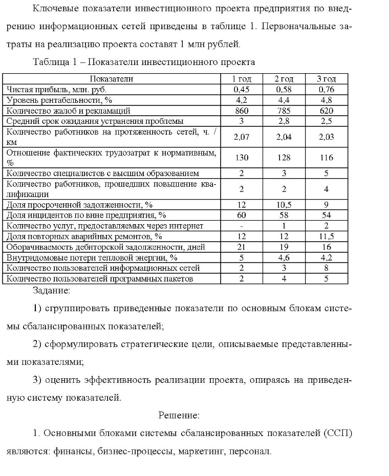 Ключевые показатели инвестиционного проекта предприятия по внед- рению информационных сетей приведены в таблице 1. Первоначальные за- траты на реализацию проекта составят 1 млн рублей. Таблица 1 - Показатели инвестиционного
