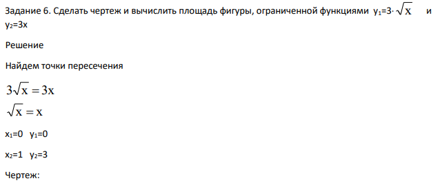 Сделать чертеж и вычислить площадь фигуры, ограниченной функциями у1=3 х и у2=3х