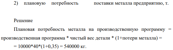 Производственной программой  механического цеха предусмотрен выпуск однородных деталей в количестве 10 000 шт. Чистовой вес детали 40 кг.