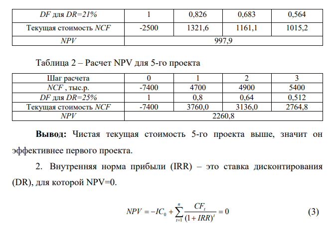 Необходимо рассчитать показатели эффективности для двух инвестиционных проектов, соответствующих номеру варианта и определить, какой из рассмотренных инвестиционных проектов является наиболее эффективным. Показатели инвестиционных проектов в таблице.