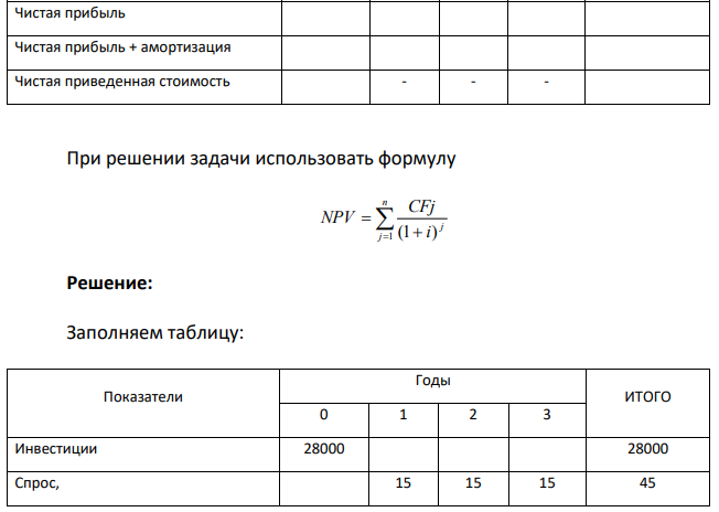 Рассчитать чистую приведенную стоимость, заполнив таблицу 5 Известно, что начальные инвестиции для реализации бизнес-плана по производству высокотехнологичного оборудования составили 28 000 тыс.р.