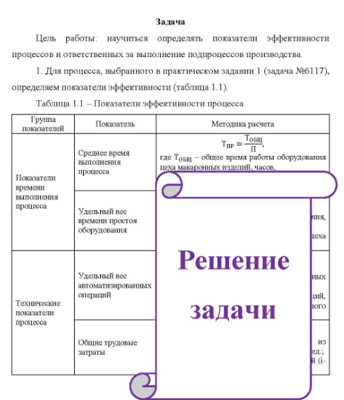 Цель работы: научиться определять показатели эффективности процессов и ответственных за выполнение подпроцессов производства. 1. Для процесса, выбранного в практическом задании 1 (задача №6117),