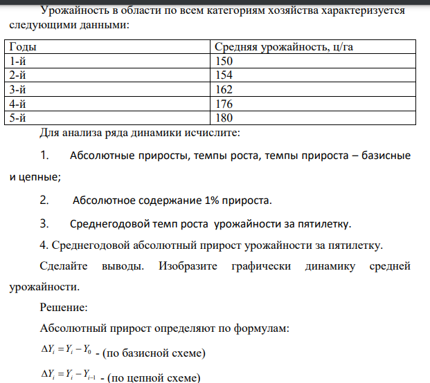 Урожайность в области по всем категориям хозяйства характеризуется следующими данными: