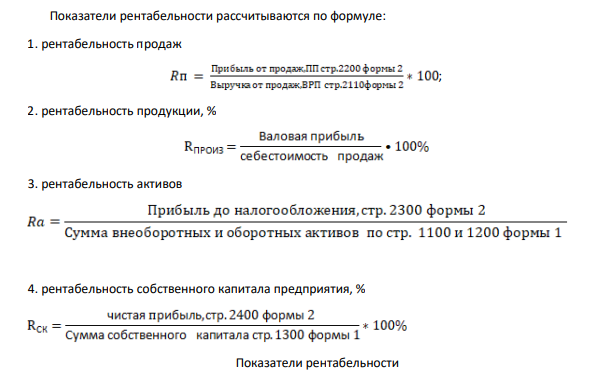 Показатели рентабельности рассчитываются по формуле: