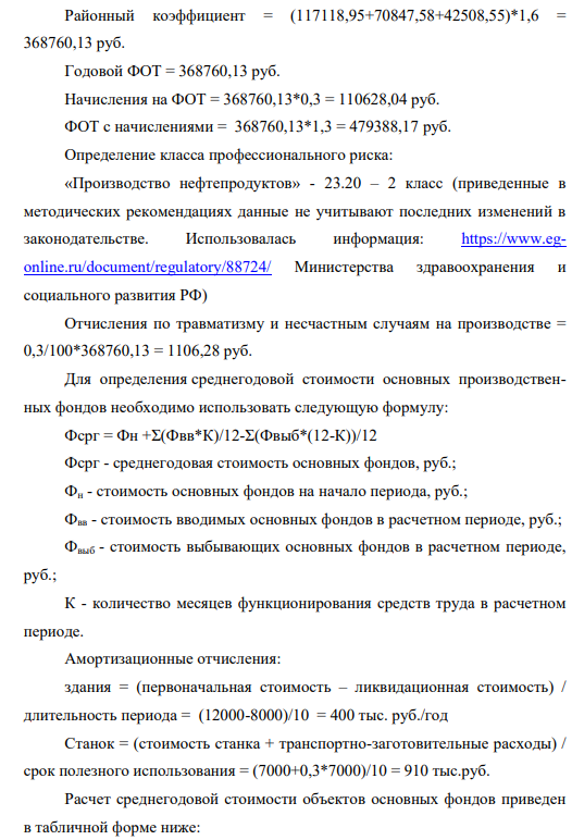 По приведенным ниже исходным данным составьте проект. 1. Определить показатели численности, Фонд оплаты труда. 2. Определить среднегодовую стоимость Основных Фондов, годовую сумму амортизационных отчислений