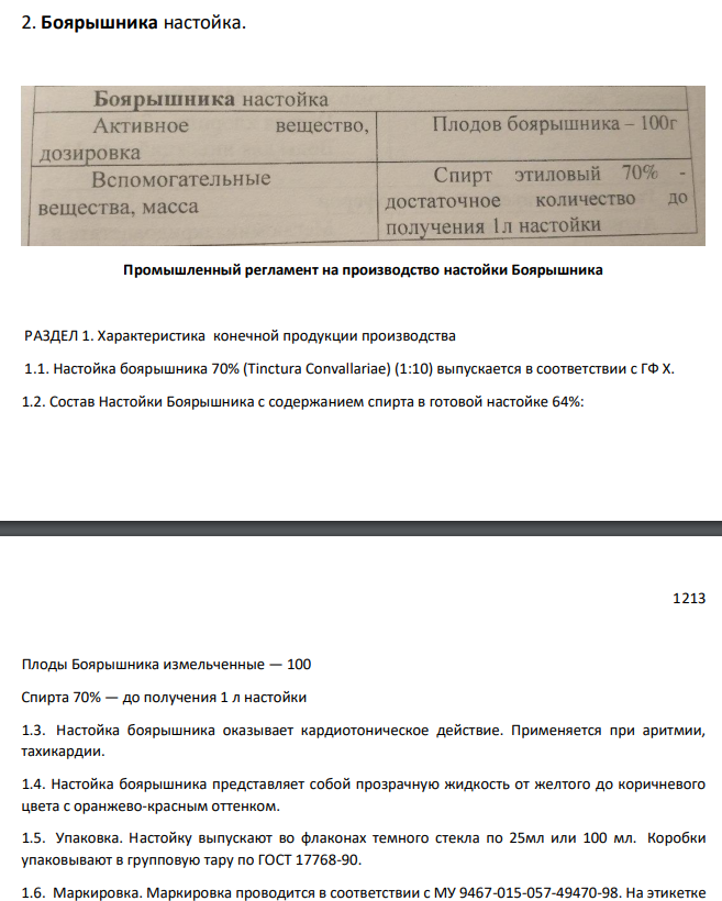 Боярышника настойка.