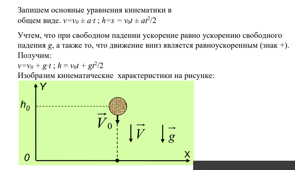 Мяч упал вниз с высоты 100 м. Найдите скорость мяча в момент падения и время, в течение которого он падал.