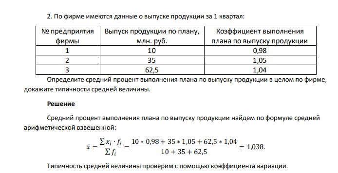 По фирме имеются данные о выпуске продукции за 1 квартал: № предприятия фирмы Выпуск продукции по плану, млн. руб. Коэффициент выполнения плана по выпуску продукции 1