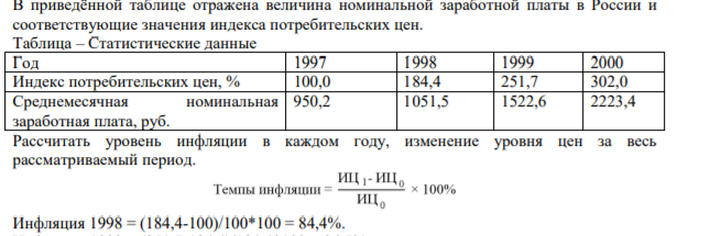 В приведённой таблице отражена величина номинальной заработной платы в России и соответствующие значения индекса потребительских цен.В приведённой таблице отражена величина номинальной заработной платы в России и соответствующие значения индекса потребительских цен.