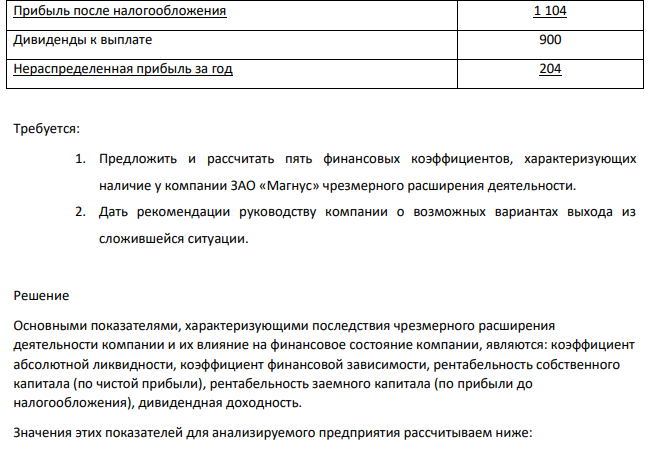 ЗАО «Магнус» быстро росла в течение последних трех лет. Высокий темп роста привел к существенным финансовым проблемам, с которыми не может справиться финансовый директор. В частности, в компании постоянно наблюдается нехватка денежных средств для финансирования закупок материалов.