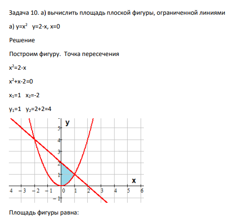 вычислить площадь плоской фигуры, ограниченной линиями