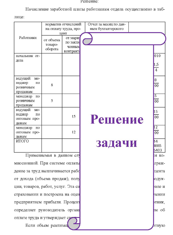 На предприятии применяется система формирования заработной платы коммерческого отдела, предусматривающая ее начисление по каждому ра- ботнику через установление фиксированного процента от базового показате- ля, на величину которого работник непосредственно влияет.