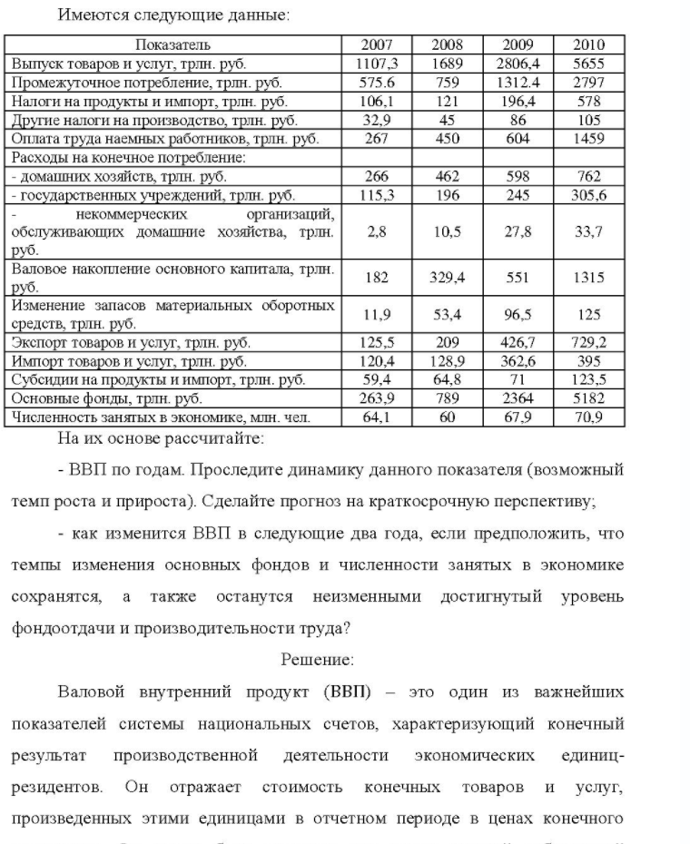 Имеются следующие данные: Показатель Выпуск товаров и услуг, трлн. руб. Промежуточное потребление, трлн. руб. Налоги на продукты и импорт, трлн. руб. Другне налоги на производство, трлн. руб. Оплата труда наемных работников, трлн. руб. Расходы на конечное потребление: - домашних