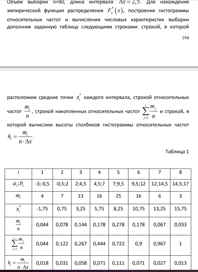 . Элементы математической статистики m = 4 n = 1 2.1 Результаты измерений некоторой физической величины представлены в таблице: