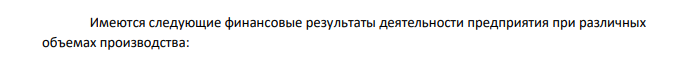 Имеются следующие финансовые результаты деятельности предприятия при различных объемах производства: Таблица 1 - Исходные данные для выполнения задания № строки Объем производства (Q) Цена продукции