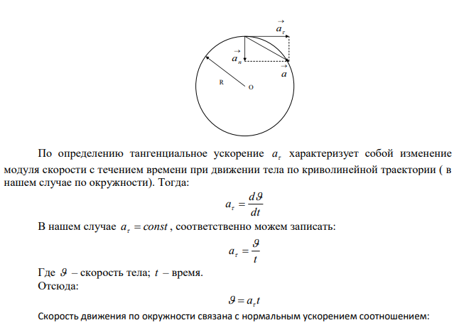Точка движется по окружности радиусом R=0,2 м с постоянным тангенциальным ускорением 5 см/с2 . Через сколько времени после начала движения нормальное ускорение точки будет вдвое больше тангенциального?