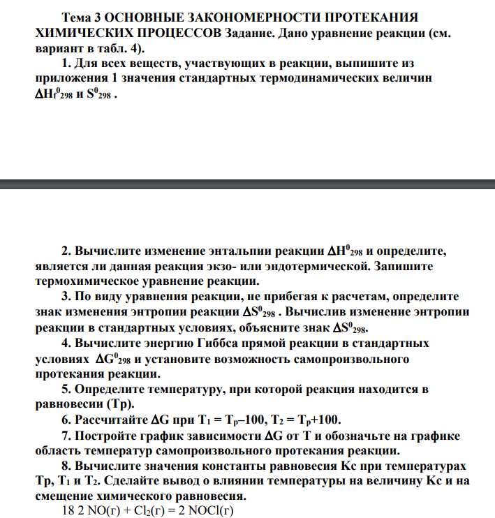 Дано уравнение реакции  1. Для всех веществ, участвующих в реакции, выпишите из приложения 1 значения стандартных термодинамических величин Hf 0 298 и S0 298 .