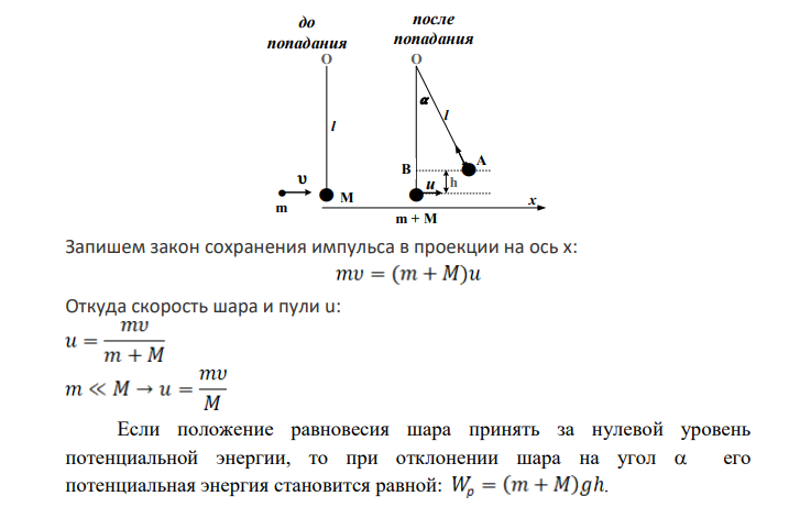Дульную (начальную) скорость пули массой 9,6 г можно определить с помощью баллистического маятника. Определите угол отклонения баллистического маятника, если начальная скорость пули равна 435 м/с.