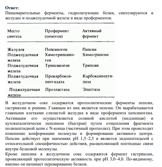 Задание 44. Проферменты протеолитического катализа в пищеварительном тракте. Механизмы их активации.