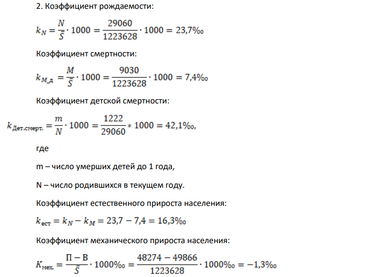 Население региона на начало года насчитывало 1214409 человек (цифры условные). Естественное и механическое движение за год имеет следующие характеристики: Число родившихся 29060 чел., Число умерших 9030 чел.