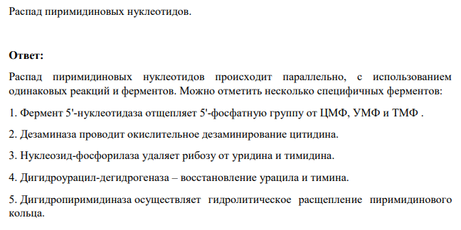 Распад пиримидиновых нуклеотидов.