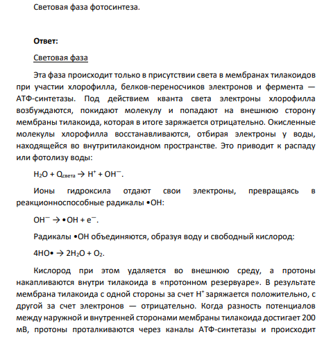 Световая фаза фотосинтеза.