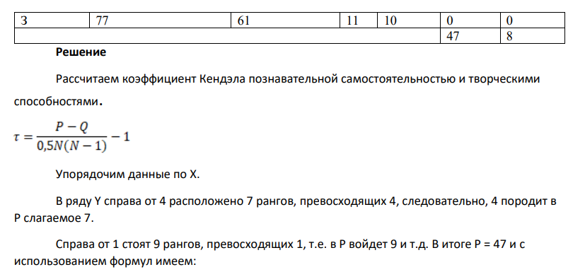 Исследовалась связь между познавательной самостоятельностью и их творческими способностями. Пусть нам удалось с помощью диагностических методик измерить данные признаки.