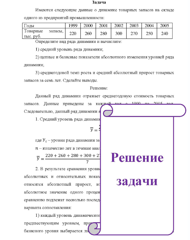 Задача Имеются следующие данные о динамике товарных запасов на складе одного из предприятий промышленности