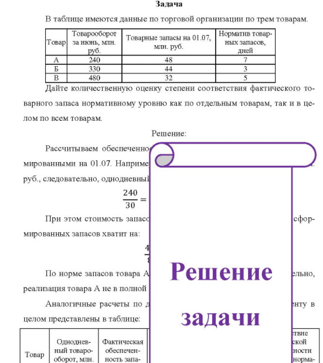 В таблице имеются данные по торговой организации по трем товарам. Товарооборот Товар за июнь, млн. руб. 240 330 480 Норматив товар- Товарные запасы на 01.07, млн. руб. ныхзапасов, дней