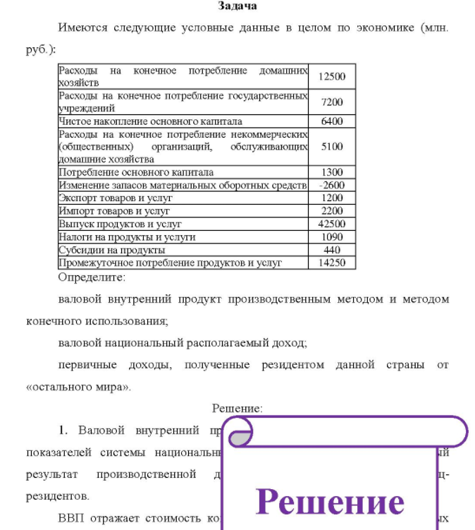 Имеются следующие условные данные в целом по экономике (млн. руб. ): Расходы на конечное потребление домашних 12500 хозяйств Расходы на конечное потребление государственных 7200 учреждений Чистое накопление основного капитала 6400