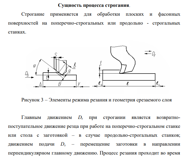 Сущность процесса строгания.