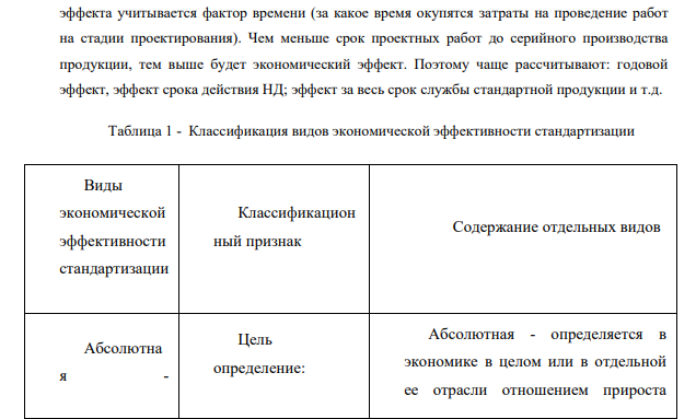 Экономическая эффективность стандартизации