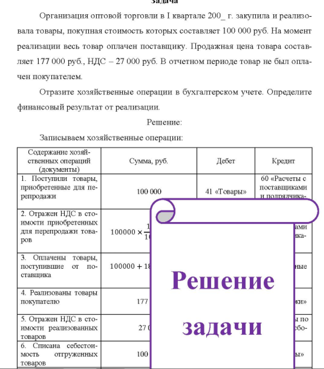 Организация оптовой торговли в I квартале 200 г. закупила и реализо- вала товары, покупная стоимость которых составляет 100 000 руб. На момент реализации весь товар оплачен поставщику.