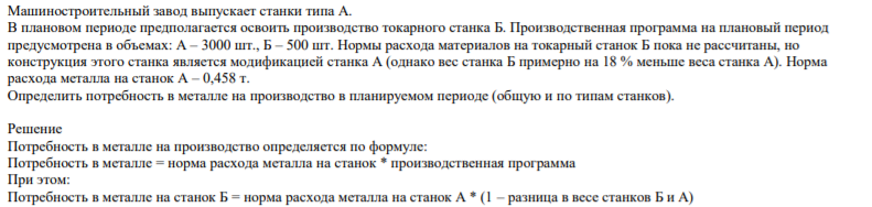 Машиностроительный завод выпускает станки типа А. В плановом периоде предполагается освоить производство токарного станка Б