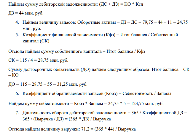 На основании приведенной ниже информации восстановите пропущенные статьи финансовой отчетности